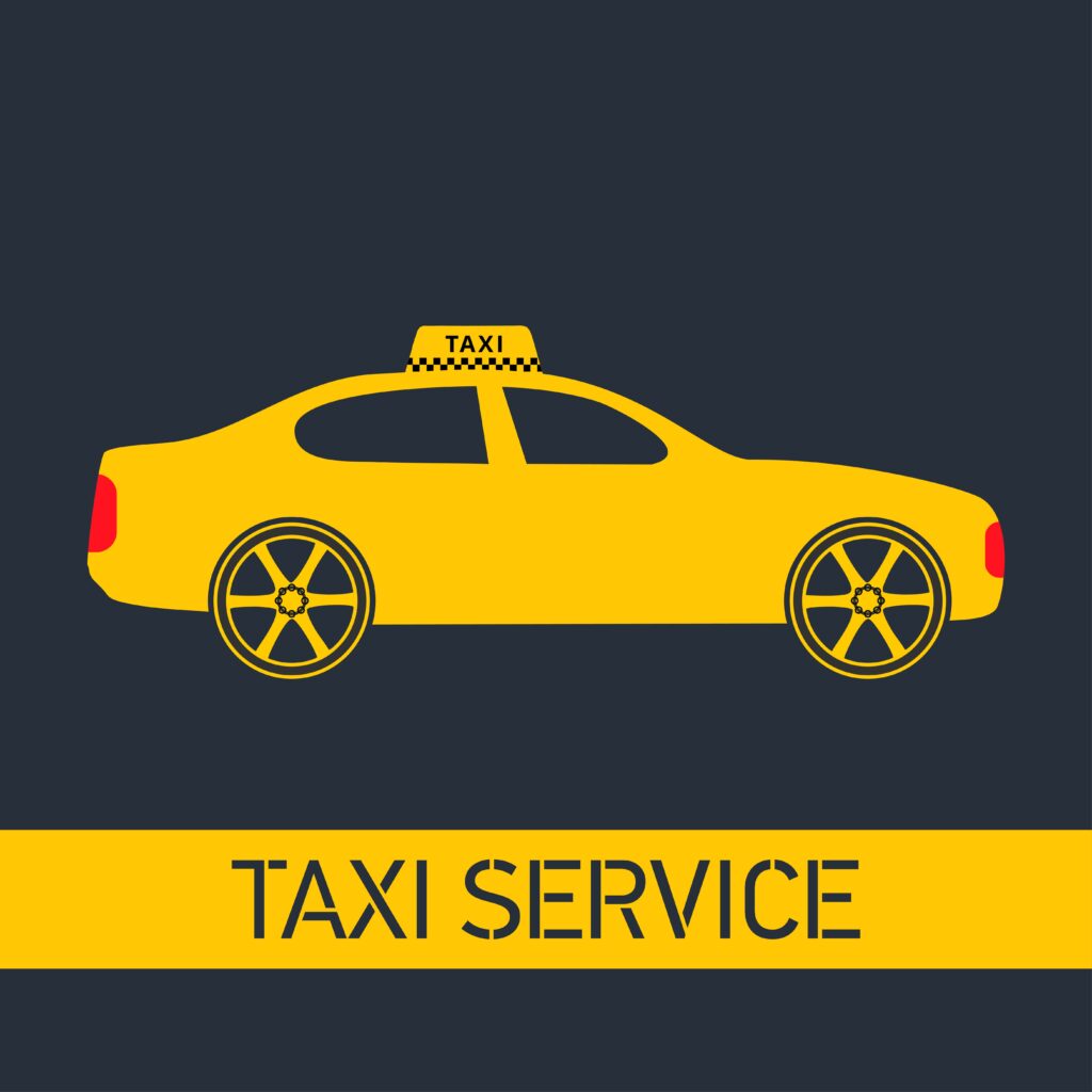 Taxi service icon on dark background